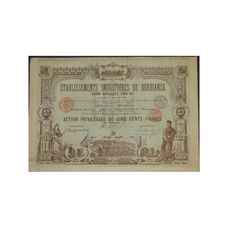 Ets Industriels de Berdiansk John Graves anc Cie (Act Privil 500 F)