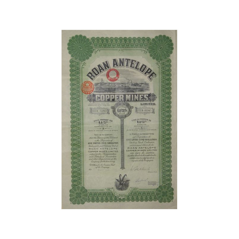 Roan Antelope Copper Mines (£ 1 et 5 shillings)