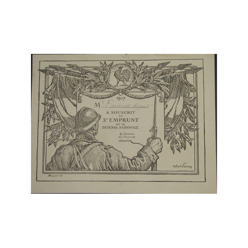 A souscrit au 3e Emprunt de la Défense Nationale