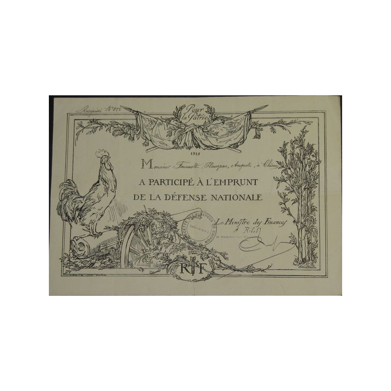 A participé au 3e Emprunt de la Défense Nationale