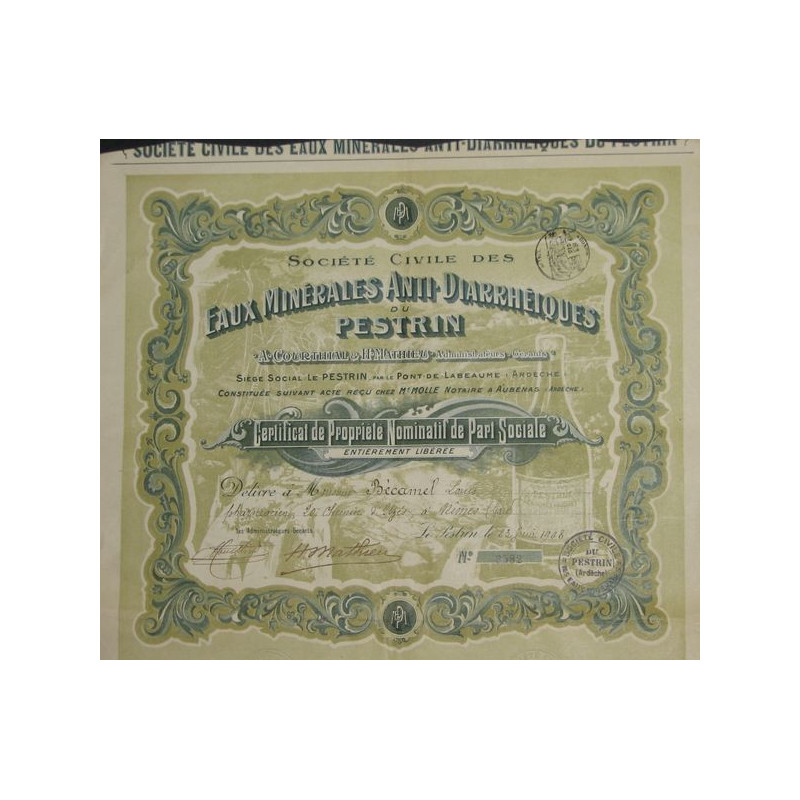 Sté Civile des Eaux Minérales Anti-Diarrhéiques du Pestrin