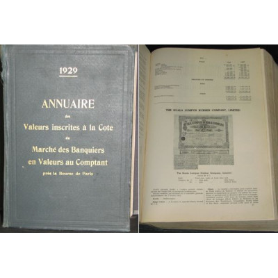 Extrêmement RARE - Annuaire des Valeurs Inscrites à la Cote du Marché des Banquiers en Valeur au Comptant près la Bourse de Pari