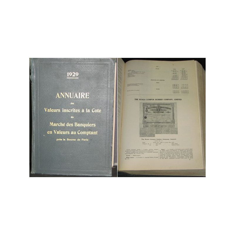 Extrêmement RARE - Annuaire des Valeurs Inscrites à la Cote du Marché des Banquiers en Valeur au Comptant près la Bourse de Pari