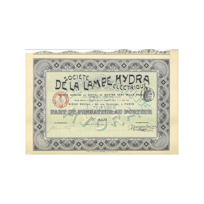 Sté de la Lampe Hydra Electrique
