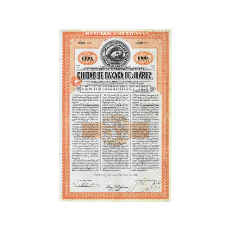 Bonos del Honorable Ayuntamiento de la Ciudad de Oaxaca de Huarez