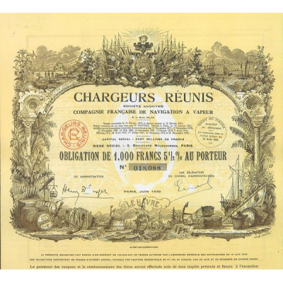 Chargeurs Réunis - Cie Française de Navigation à Vapeur (Obl 1000F 5 1/2 %)