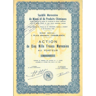 Sté Marocaine de Mines et de Produits Chimiques (Act 5000 Marocains)