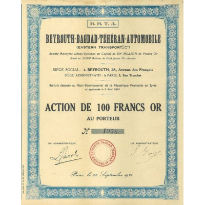 B.B.T.A. Beyrouth-Bagdad-Téhéran-Automobiles (Eastern Transport Cie)