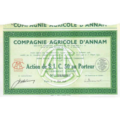 Cie Agricole d'Annam ($ I.C. 50)