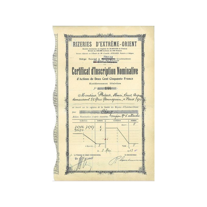 Rizeries d'Extrême-Orient (Certif)