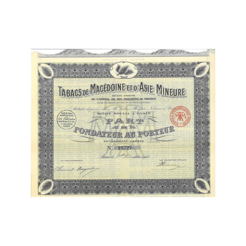 Tabacs de Macédoine et d'Asie Mineure (PF)