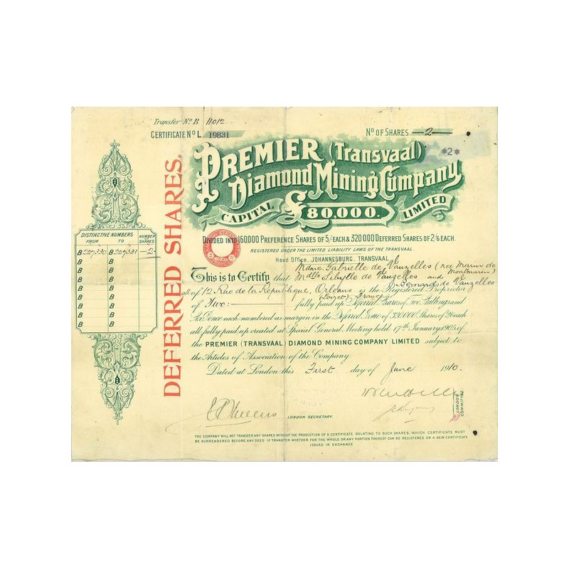 Premier (Transvaal) Diamond Mining Cy Ltd