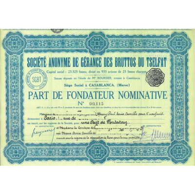 S.A. de Gérance des Bruttos du Tselfat (PF)