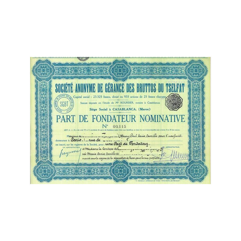 S.A. de Gérance des Bruttos du Tselfat (PF)