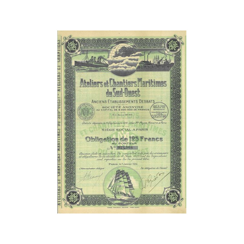 Ateliers & Chantiers Maritimes du Sud-Ouest (Anc Ets Desbats) (Obl)