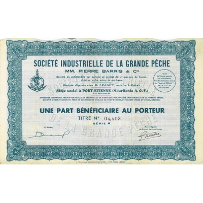 Sté Industrielle de la Grande Pêche - MM. Pierre Barris & Cie