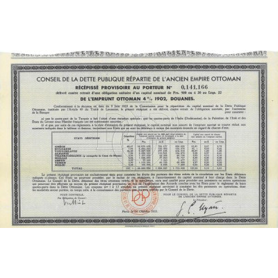 Emprunt Ottoman 4 % 1902 Douanes