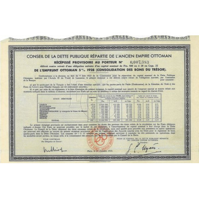 Emprunt Ottoman 5 % 1928 (Consolidation des bons du Trésor)