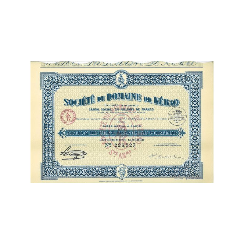 Sté du Domaine de Kébao