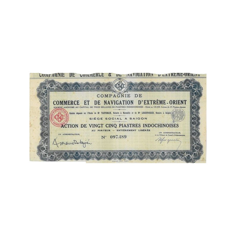 Cie de Commerce et de Navigation d'Extrême-Orient (Act 25 Piastres)