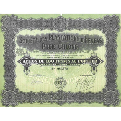 Sté des Plantations d'Heveas du Prek Chlong (Act 100 F)