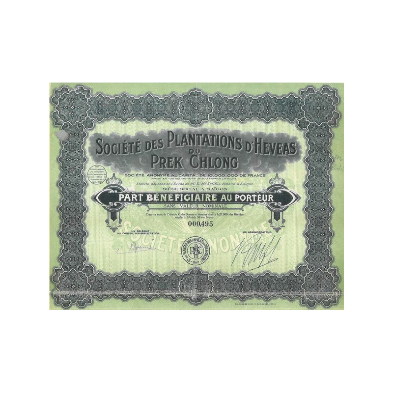 Sté des Plantations d'Heveas du Prek Chlong (PB)