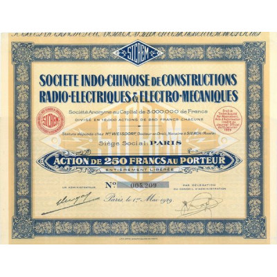 Sté Indo-Chinoise de Constructions Radio-Electriques & Electro-Mécaniques
