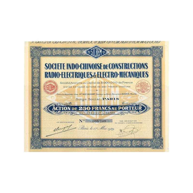 Sté Indo-Chinoise de Constructions Radio-Electriques & Electro-Mécaniques