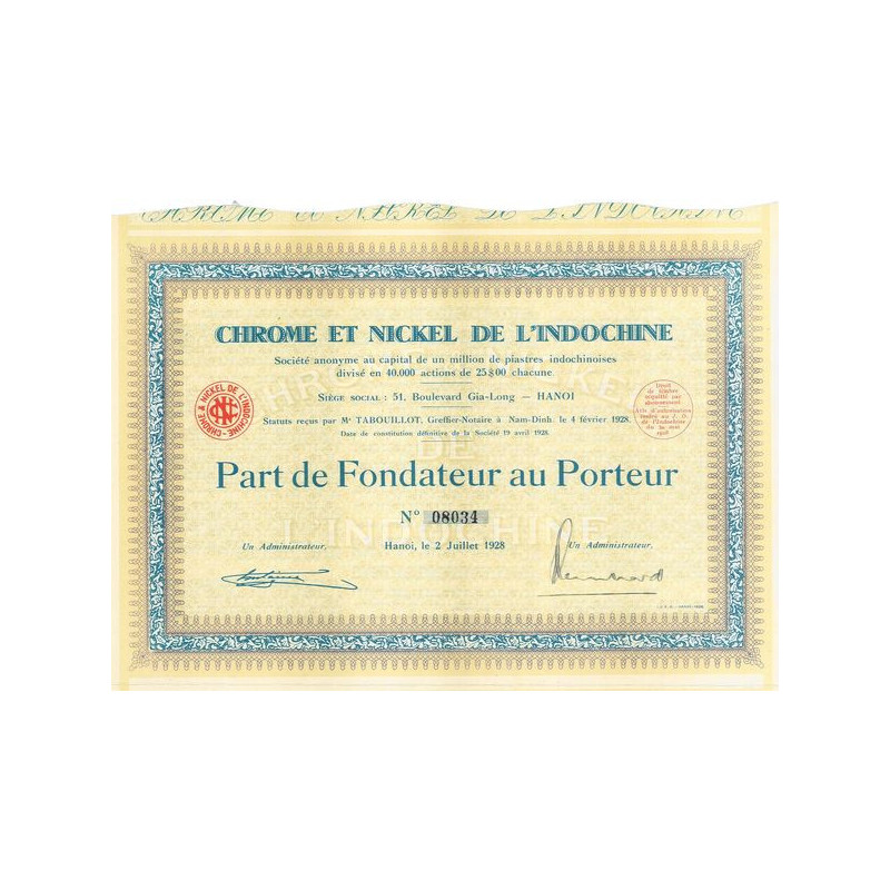 Chrome et Nickel de l'indochine