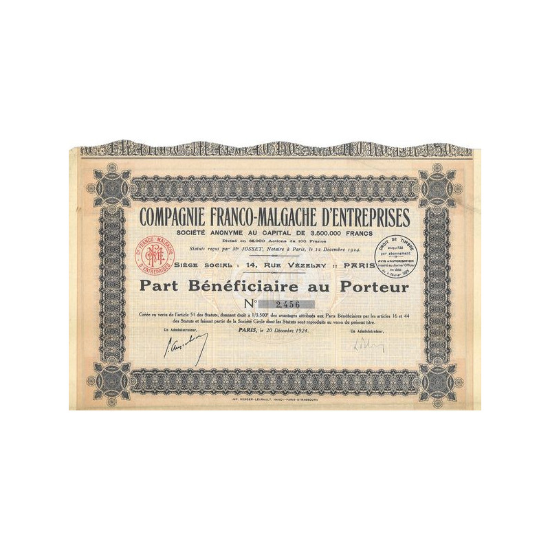 Cie Franco-Malgache d'Entreprises (PB)