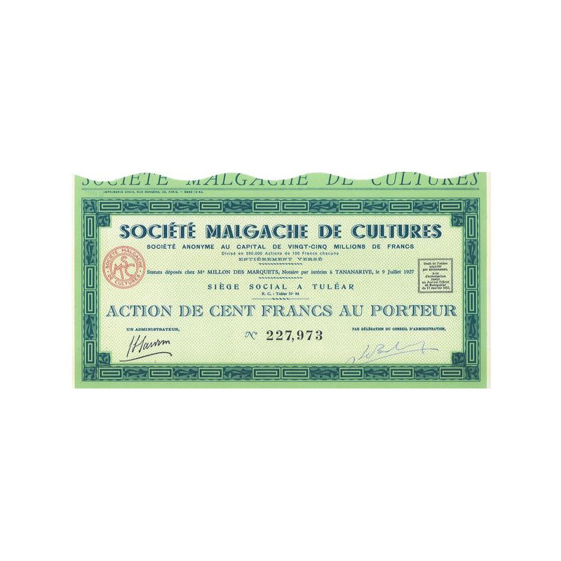 Sté Malgache de Cultures (verte) (modèle 2)