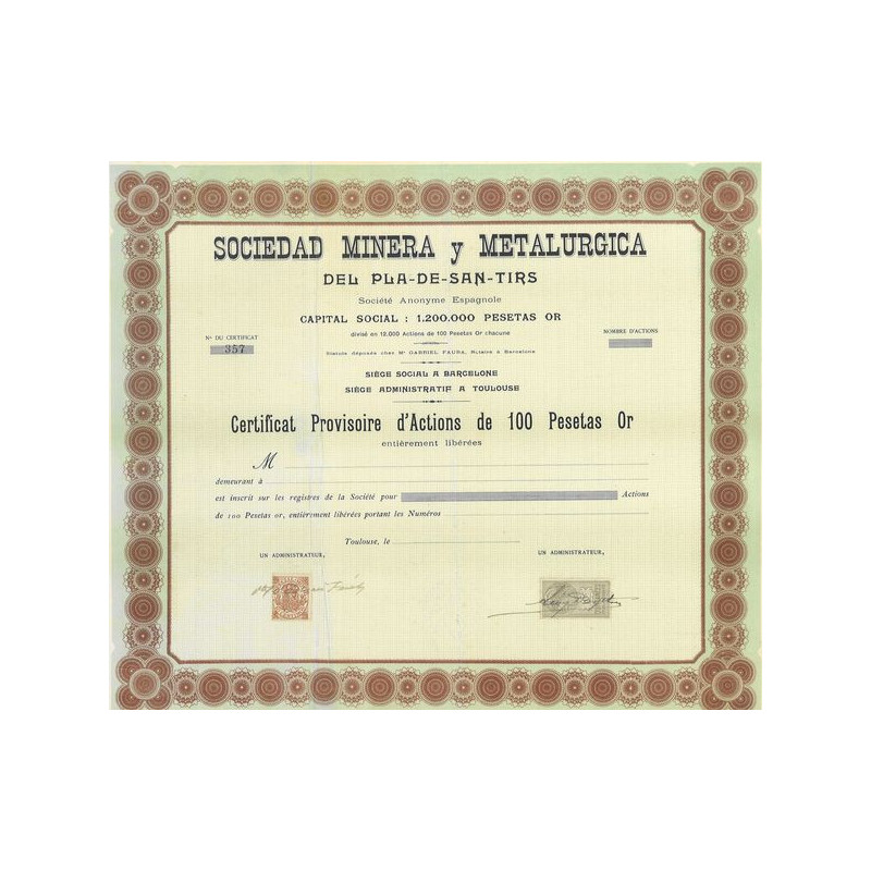 Sociedad Minera y Metalurgica del Pla-de-San-Tris (blanquette)