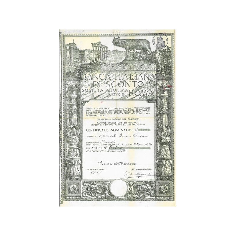 Banca Italiana di Sconto (Certif)