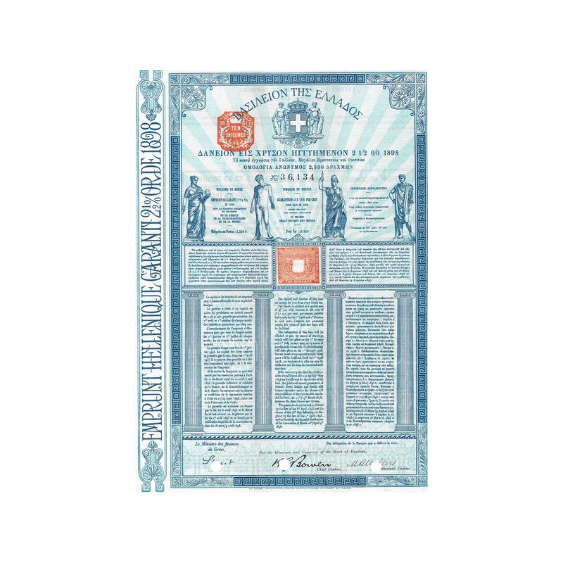 Emprunt Hellénique en Or Garanti 2 1/2 0/0 1898