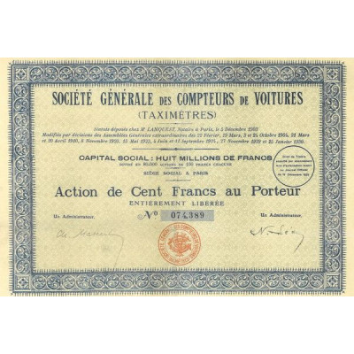 Sté Gale des Compteurs de Voitures (Taximètres)