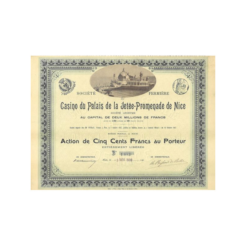 Sté Fermière du Casino du Palais de la Jetée-Promenade de Nice