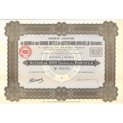 S.A. du Casino et des Grands Hôtels de Oustreham-Rive-Bella (Calvados)(1929)