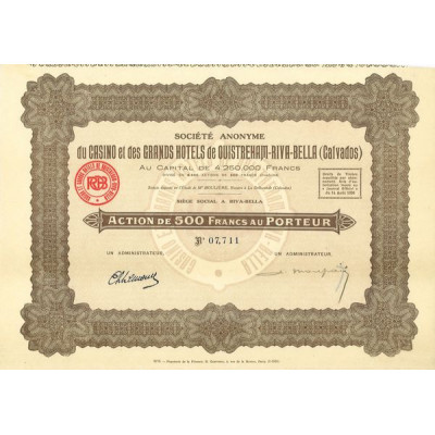 S.A. du Casino et des Grands Hôtels de Oustreham-Rive-Bella (Calvados)(1930)