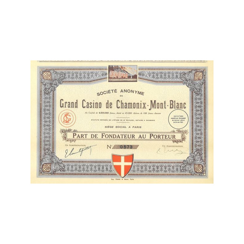 S.A. du Grand Casino de Chamonix-Mont-Blanc (PF)