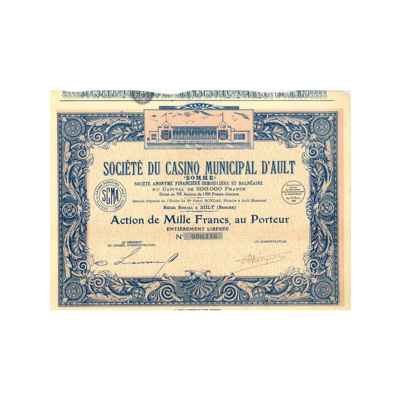 Sté du Casino Municipal d'Ault (Somme) (Act)