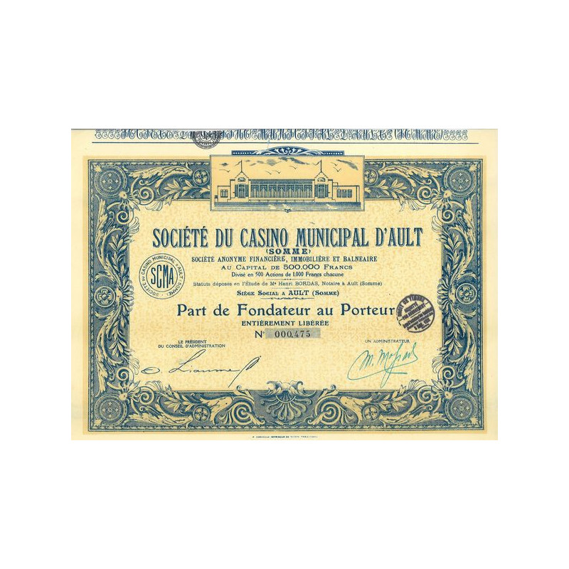 Sté du Casino Municipal d'Ault (Somme) (PF)