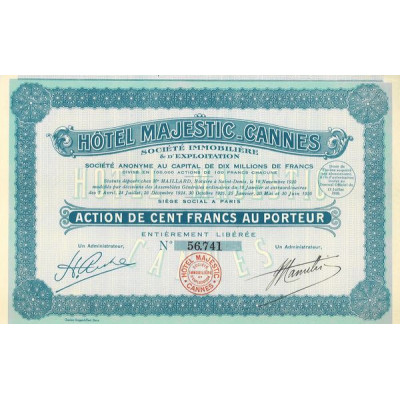 Hôtel Majestic-Cannes - Sté Immobilière d'Exploitation (Act 100 F)