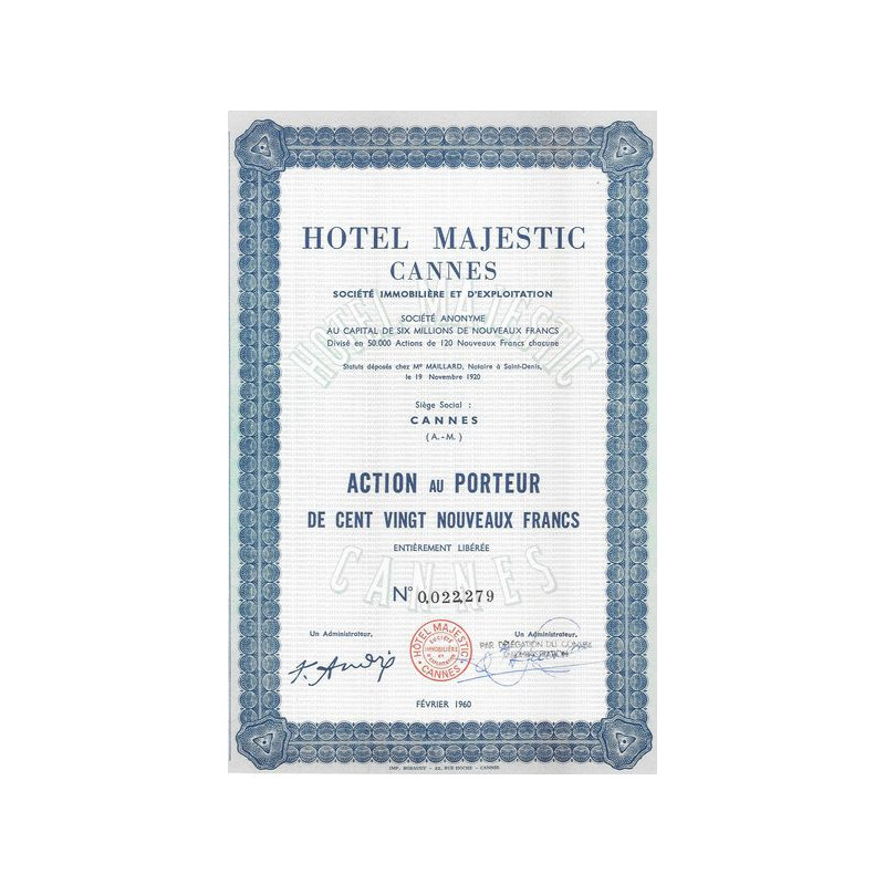 Hôtel Majestic-Cannes - Sté Immobilière d'Exploitation (Act 120 NF)