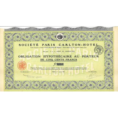 Sté Paris CarltonHôtel