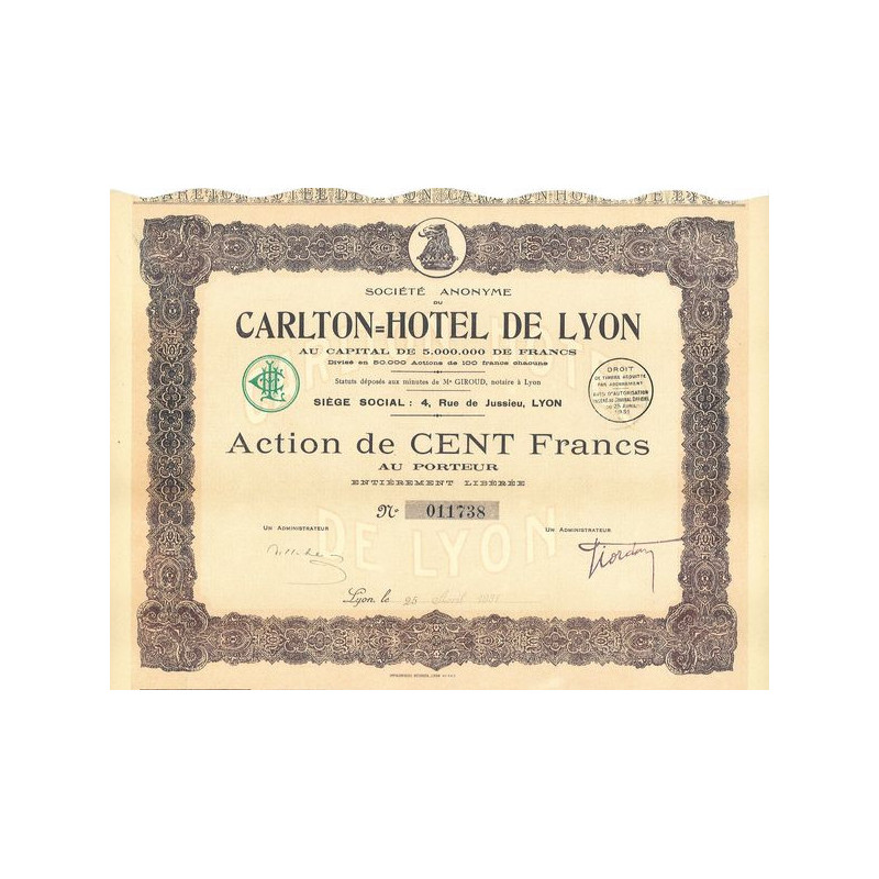 S.A. du CarltonHôtel de Lyon
