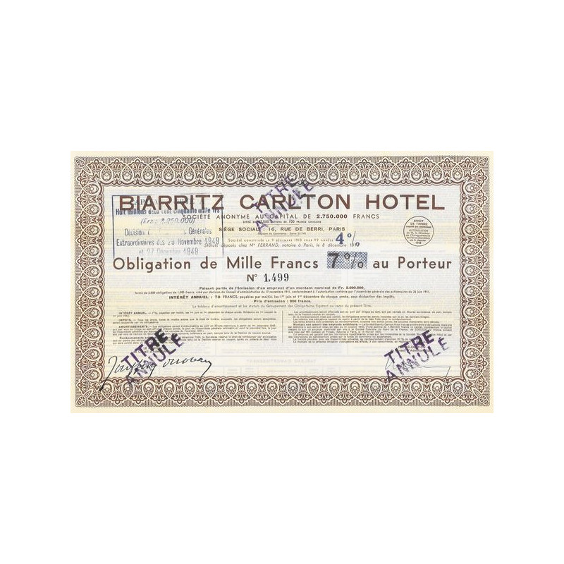 Biarritz Carlton Hôtel (Obl 1000 F)