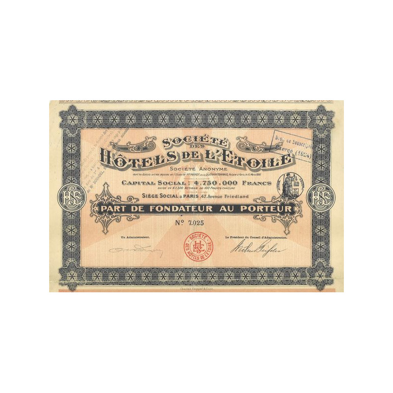 Sté des Hôtels de l'Etoile