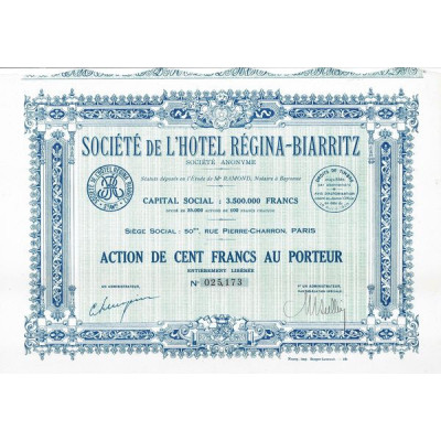 Sté de l'Hôtel Régina-Biarritz (Act 1928)