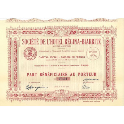 Sté de l'Hôtel Régina-Biarritz (PB)