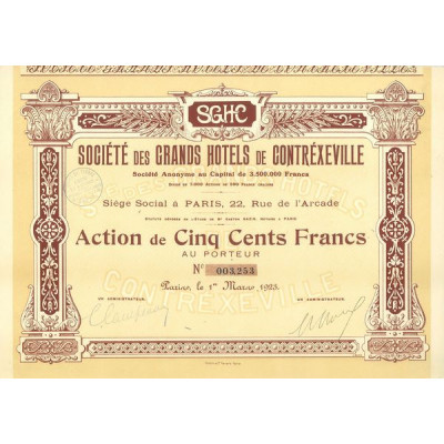 Sté des Grands Hôtels de Contréxeville